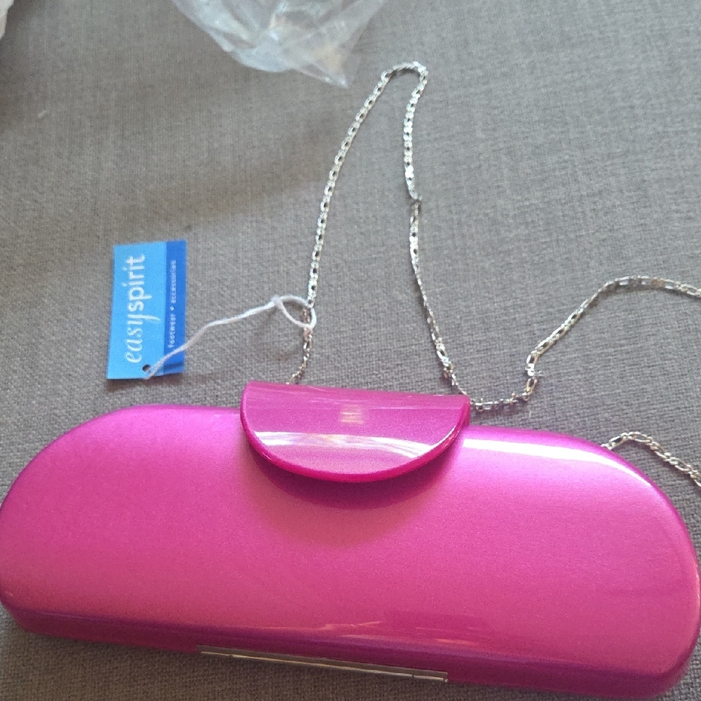Easy Spirit Vibrant Pink Clutch with Chain